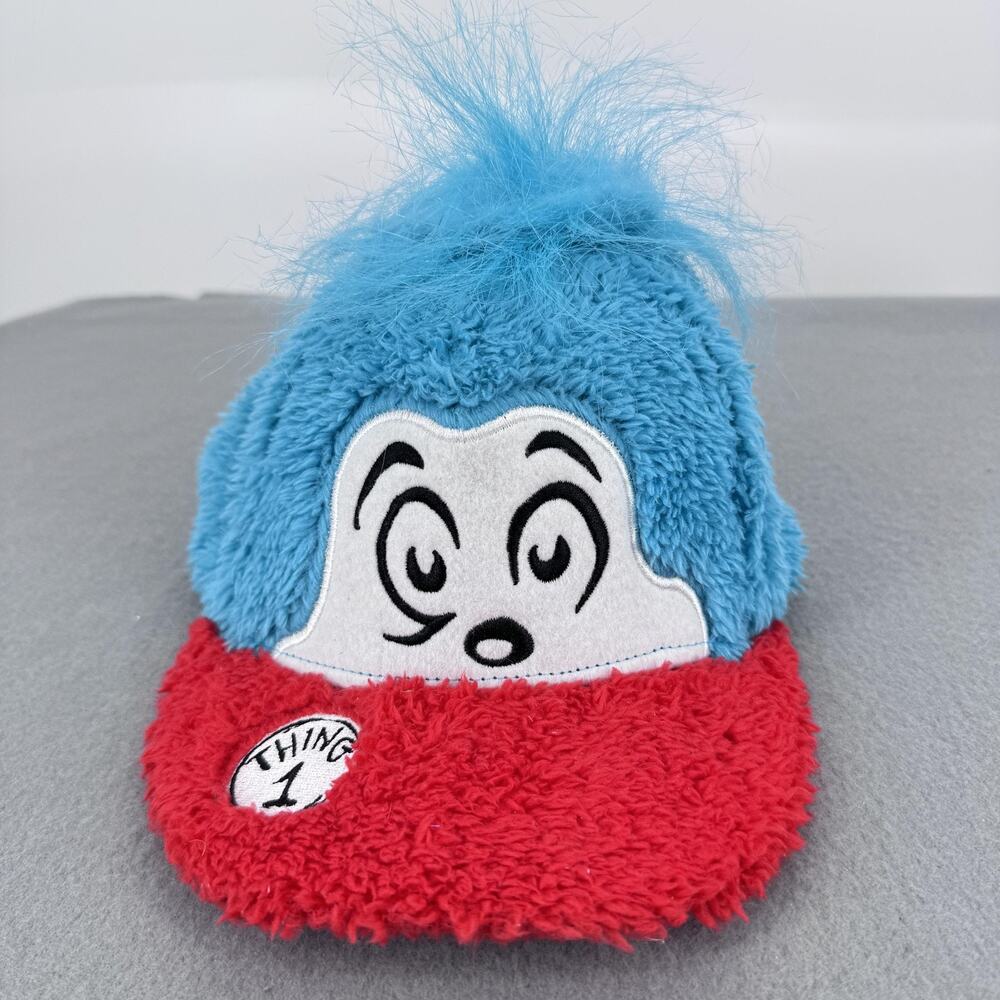 Dr Seuss Thing 1 Plush Fuzzy Hat Blue Red Elope One Size‎ Costume Cap Kids